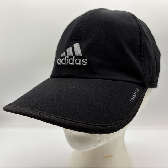 Adidas MEN’s Climalite Lightweight Black Gray Logo Adjustable Running Hat OSFM - Picture 2 of 14